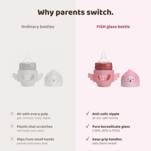 Bear Rocket Glass Baby Bottle - littlefishbaby