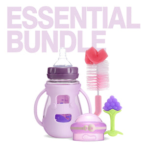 Luxury Baby Feeding Set | Borosilicate Glass Bottle + Fruit Teethers + Bottle Brushes - littlefishbaby