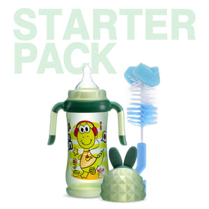 Basic Baby Feeding Set | Bunny Gem Cap Bottle + Bottle Brushes | BPA Free PP+Silicone - littlefishbaby