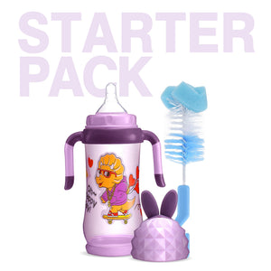 Basic Baby Feeding Set | Bunny Gem Cap Bottle + Bottle Brushes | BPA Free PP+Silicone - littlefishbaby