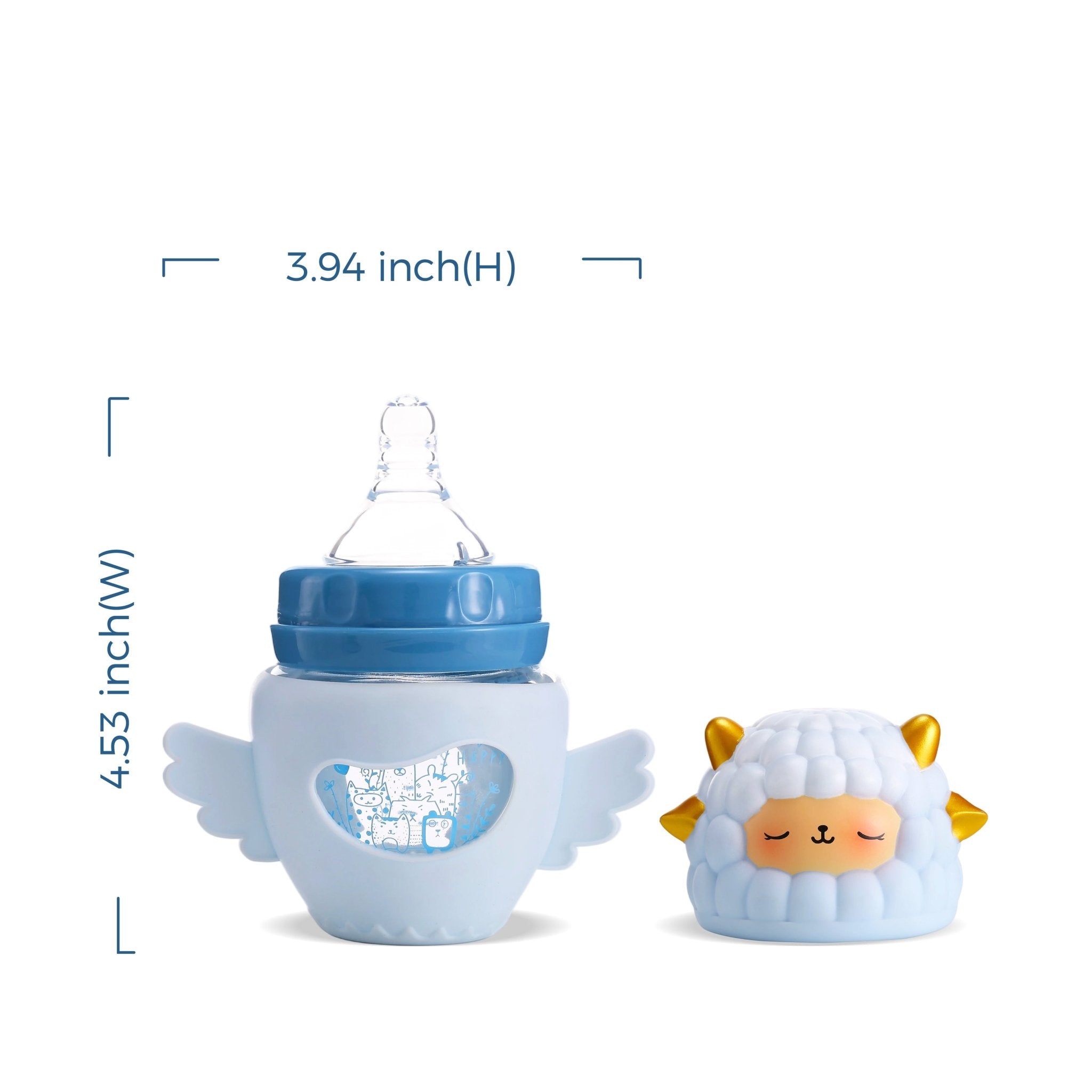 FISH Cartoon Sheep Glass Bottle - littlefishbaby