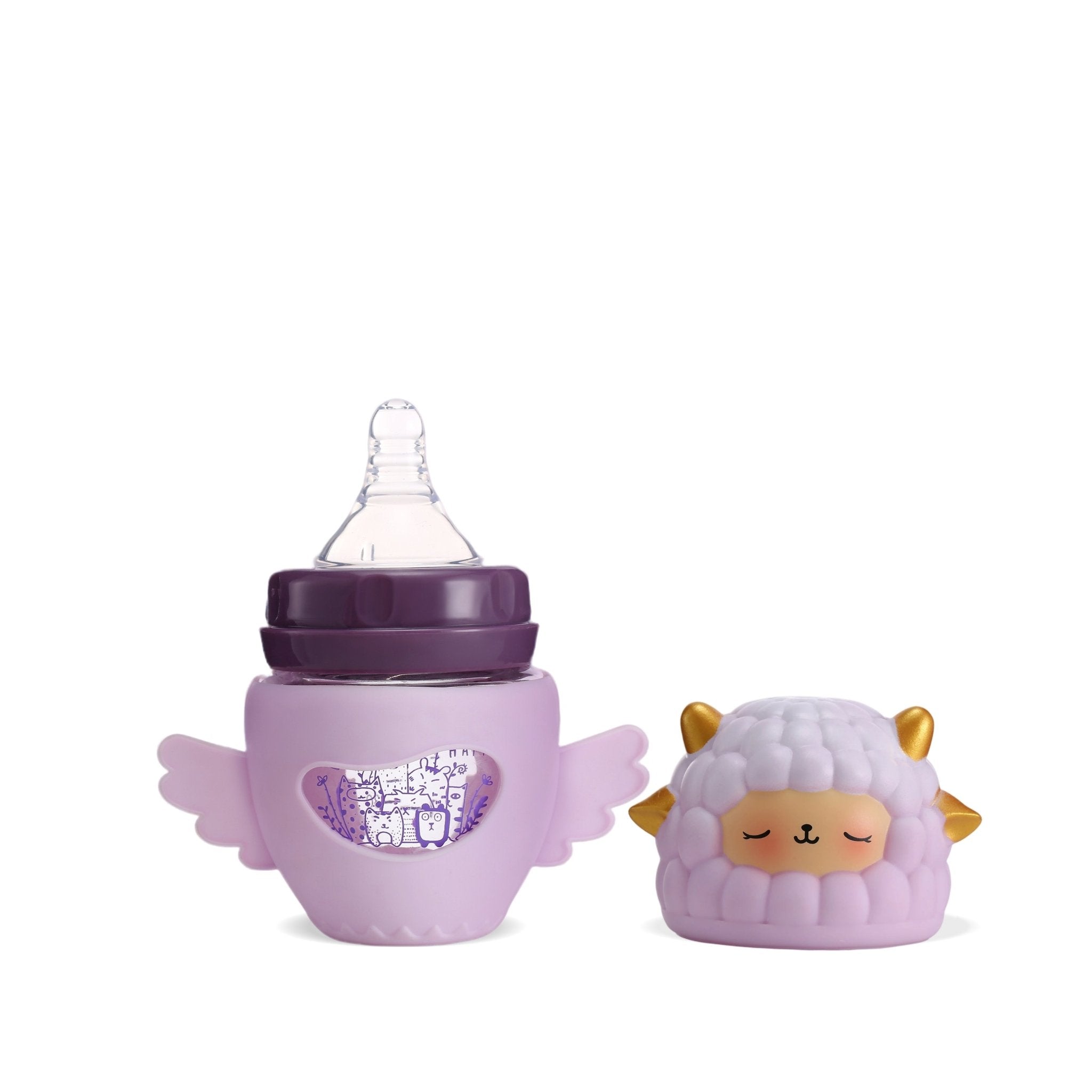 FISH Cartoon Sheep Glass Bottle - littlefishbaby