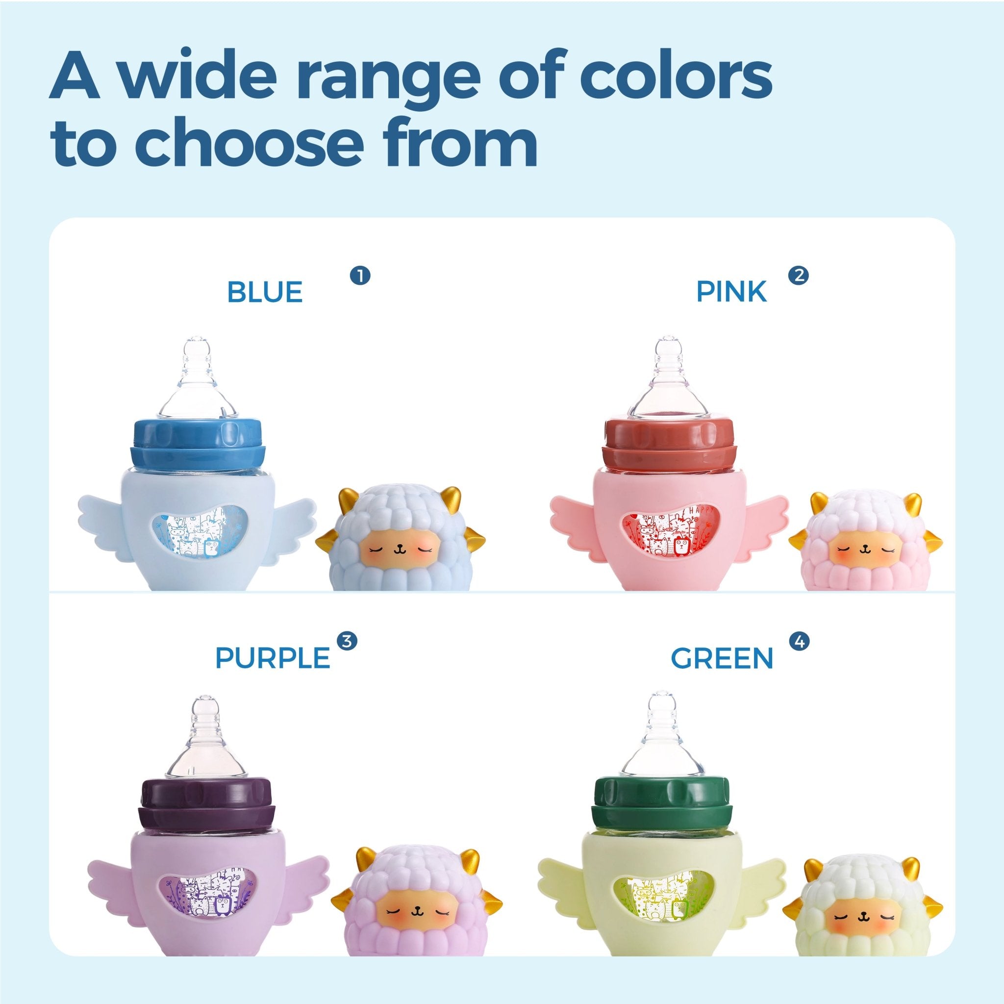 FISH Cartoon Sheep Glass Bottle - littlefishbaby