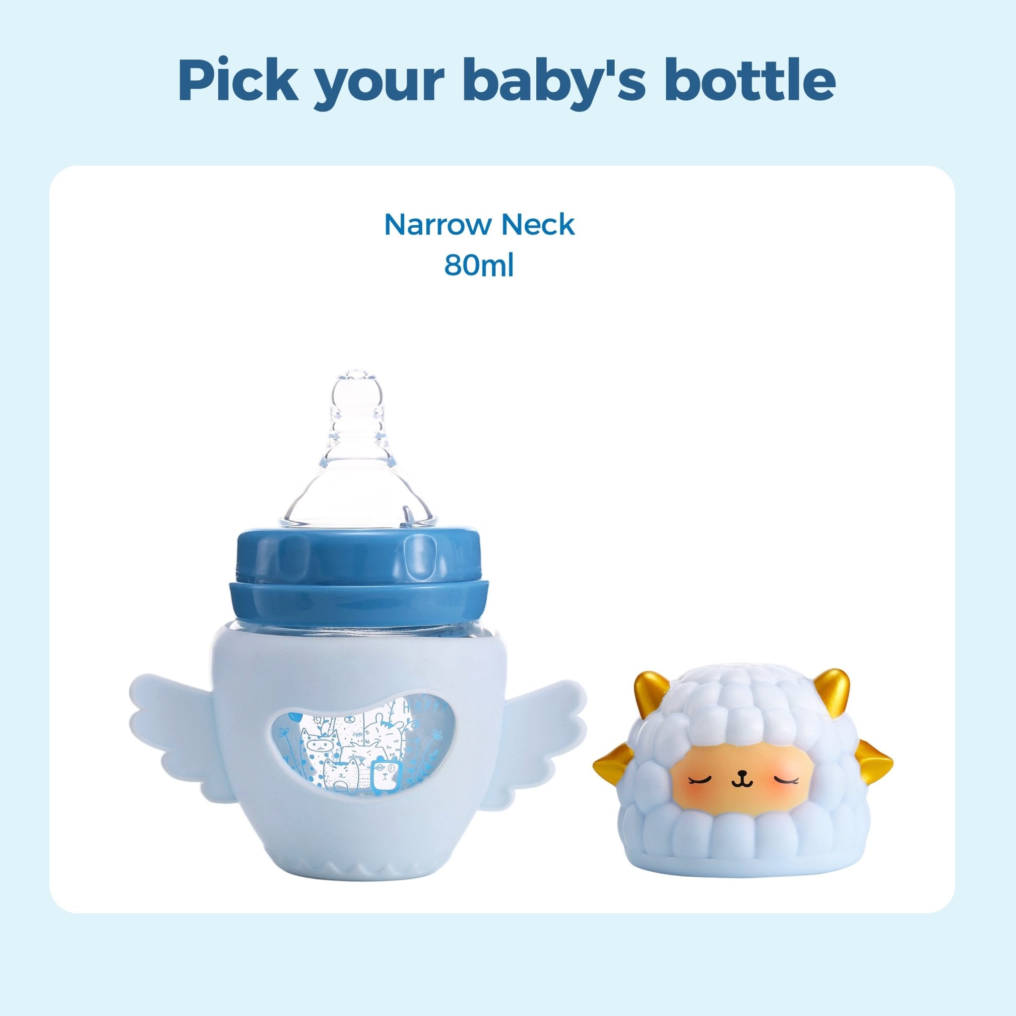 FISH Cartoon Sheep Glass Bottle - littlefishbaby